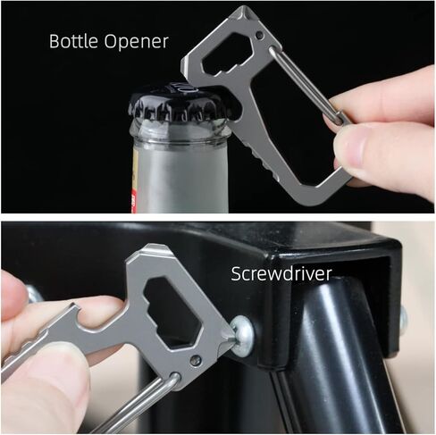 ايمنتا سلسلة مفاتيح من التيتانيوم، حلقة تعليق اي دي سي متعددة الوظائف للمفاتيح مع فتاحة زجاجات، متينة وخفيفة الوزن للاستخدام اليومي والخارجي in Kuwait