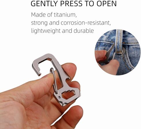 ايمنتا سلسلة مفاتيح من التيتانيوم، حلقة تعليق اي دي سي متعددة الوظائف للمفاتيح مع فتاحة زجاجات، متينة وخفيفة الوزن للاستخدام اليومي والخارجي in Kuwait