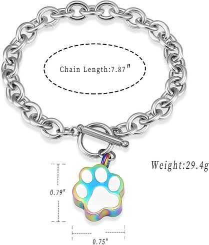 Minicremation Dog Paw Print Cremation Jewelry for Ashes Memorial Urn Bangle for Pet Stainless Steel Urn Bracelet Ashes Holder in Kuwait
