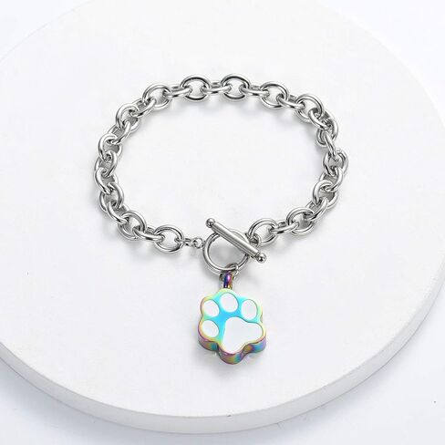 Minicremation Dog Paw Print Cremation Jewelry for Ashes Memorial Urn Bangle for Pet Stainless Steel Urn Bracelet Ashes Holder in Kuwait