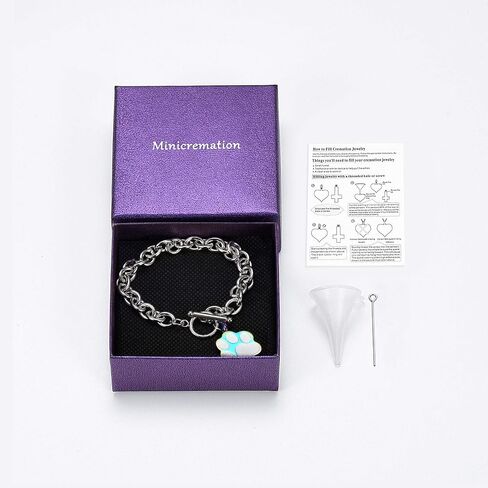 Minicremation Dog Paw Print Cremation Jewelry for Ashes Memorial Urn Bangle for Pet Stainless Steel Urn Bracelet Ashes Holder in Kuwait