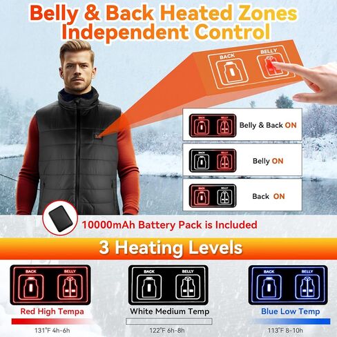 Heated Vest, Lightweight Heating Jacket for Women Men, Warm Rechargeable Electric Heated Vest for Winter Hiking Skiing Fishing Camping and more, Black, XXL in Kuwait