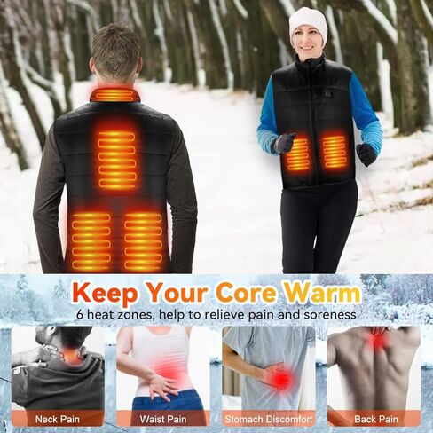 Heated Vest, Lightweight Heating Jacket for Women Men, Warm Rechargeable Electric Heated Vest for Winter Hiking Skiing Fishing Camping and more, Black, XXL in Kuwait