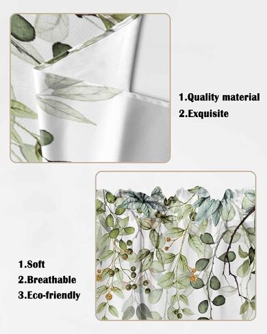 Spring Valances Curtains for Kitchen Summer Sage Green Eucalyptus Leaf and Branches Kitchen Valance Short Curtains Rod Pocket Window Treatments for Bathroom Bedroom Windows 42x12 Inch in Saudi Arabia