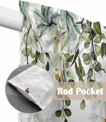 Spring Valances Curtains for Kitchen Summer Sage Green Eucalyptus Leaf and Branches Kitchen Valance Short Curtains Rod Pocket Window Treatments for Bathroom Bedroom Windows 42x12 Inch in Saudi Arabia