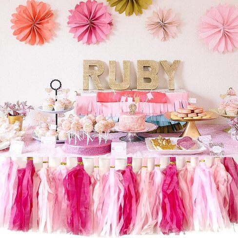 30pcs Paper Tassels Garland Banner Hot Pink Lt-Pink Tissue Paper Tassels DIY Hanging Paper Decorations Party Tassel Garland Decor Nursery Wedding Festival Baby Shower Decor(30, Pink kit) in Saudi Arabia