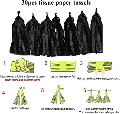 30pcs Paper Tassels Garland Banner Hot Pink Lt-Pink Tissue Paper Tassels DIY Hanging Paper Decorations Party Tassel Garland Decor Nursery Wedding Festival Baby Shower Decor(30, Pink kit) in Saudi Arabia