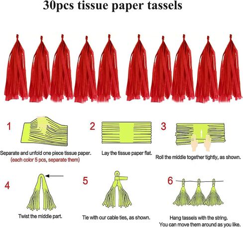 30pcs Paper Tassels Garland Banner Hot Pink Lt-Pink Tissue Paper Tassels DIY Hanging Paper Decorations Party Tassel Garland Decor Nursery Wedding Festival Baby Shower Decor(30, Pink kit) in Saudi Arabia