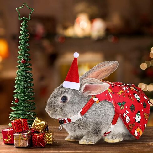4 Pieces Small Animal Christmas Costume Christmas Guinea Pig Clothes with Santa Hat Rabbit Clothes Costume Guinea Pig Costume Christmas Small Animal Outfits for Rabbit Guinea Pig Hamster Ferret in Saudi Arabia