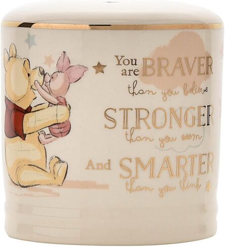 صندوق النقود الخزفي من Magical Beginnings Winnie The Pooh - أكثر شجاعة وأقوى وأذكى - مثالي لمحبي الكلاسيكية - مرخص رسميًا in Kuwait