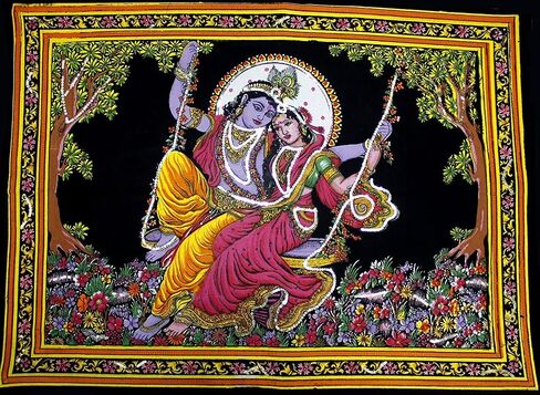 Rastogi Handicrafts قطن معلق على الحائط هندي مقاس 40 بوصة × 30 بوصة مقاس الملصق (SITTING GANESH-G) in Kuwait