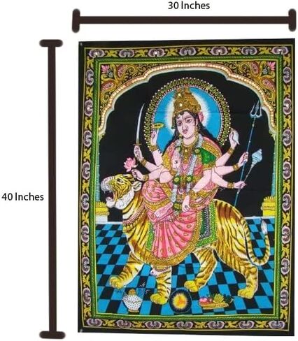 Rastogi Handicrafts قطن معلق على الحائط هندي مقاس 40 بوصة × 30 بوصة مقاس الملصق (SITTING GANESH-G) in Kuwait