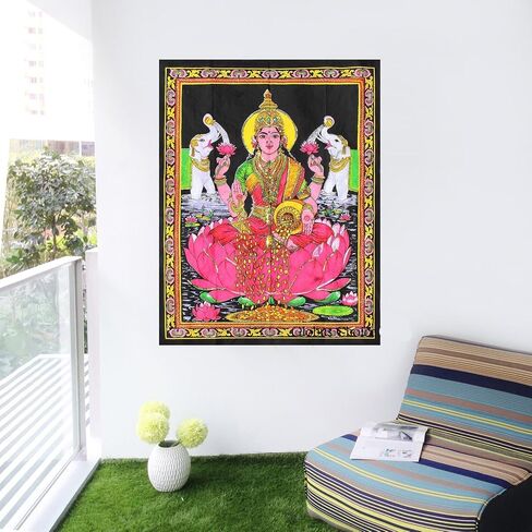 Rastogi Handicrafts قطن معلق على الحائط هندي مقاس 40 بوصة × 30 بوصة مقاس الملصق (SITTING GANESH-G) in Kuwait