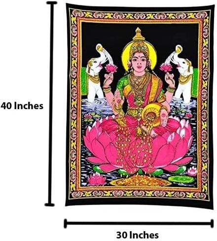 Rastogi Handicrafts قطن معلق على الحائط هندي مقاس 40 بوصة × 30 بوصة مقاس الملصق (SITTING GANESH-G) in Kuwait