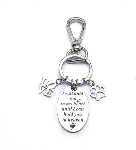 Pet Memorial Keychain- Personalized Loss of Pet Gift Stamped with Sympathy Poem and Paw Print Pendant for Family Dog Cat in Kuwait