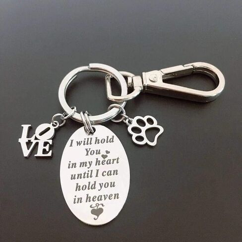 Pet Memorial Keychain- Personalized Loss of Pet Gift Stamped with Sympathy Poem and Paw Print Pendant for Family Dog Cat in Kuwait