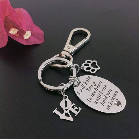 Pet Memorial Keychain- Personalized Loss of Pet Gift Stamped with Sympathy Poem and Paw Print Pendant for Family Dog Cat in Kuwait