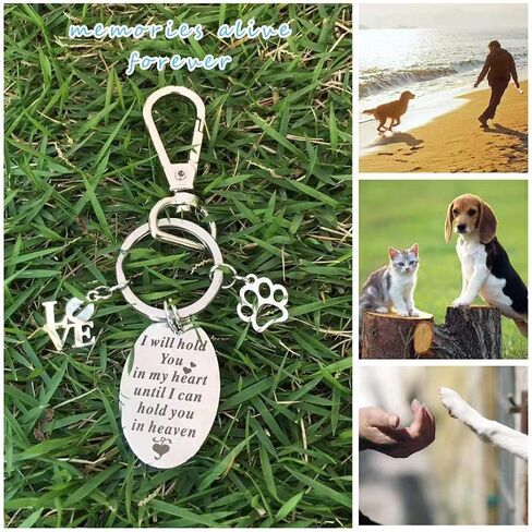 Pet Memorial Keychain- Personalized Loss of Pet Gift Stamped with Sympathy Poem and Paw Print Pendant for Family Dog Cat in Kuwait