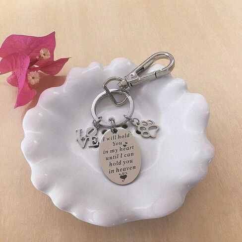 Pet Memorial Keychain- Personalized Loss of Pet Gift Stamped with Sympathy Poem and Paw Print Pendant for Family Dog Cat in Kuwait