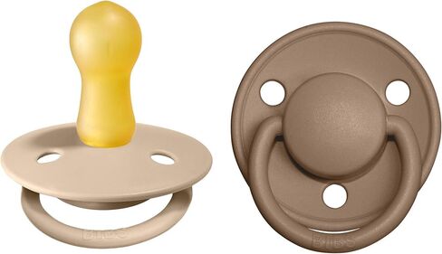 BIBS Pacifiers - De Lux Collection | BPA-Free Baby Pacifier | Made in Denmark | Set of 2 Vanilla/Dark Oak Color Premium Soothers | Size 6-18 Months in Saudi Arabia