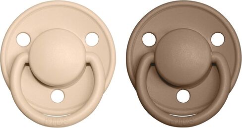 BIBS Pacifiers - De Lux Collection | BPA-Free Baby Pacifier | Made in Denmark | Set of 2 Vanilla/Dark Oak Color Premium Soothers | Size 6-18 Months in Saudi Arabia