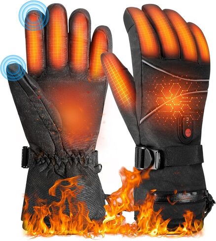 Heated Gloves for Men Women, Rechargeable Hand Warmer Waterproof Motorcycle Heating Gloves, Electric Touchscreen Warm Gloves Windproof Winter Mittens for Outdoor Sports Fishing Hiking Cycling Skiing in Kuwait