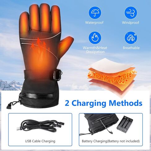 Heated Gloves for Men Women, Rechargeable Hand Warmer Waterproof Motorcycle Heating Gloves, Electric Touchscreen Warm Gloves Windproof Winter Mittens for Outdoor Sports Fishing Hiking Cycling Skiing in Kuwait