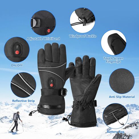 Heated Gloves for Men Women, Rechargeable Hand Warmer Waterproof Motorcycle Heating Gloves, Electric Touchscreen Warm Gloves Windproof Winter Mittens for Outdoor Sports Fishing Hiking Cycling Skiing in Kuwait