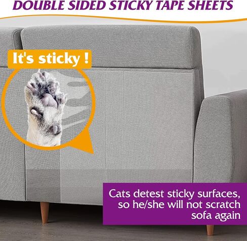 بيتيزر شريط مانع للخدش للقطط من 10 قطع، شريط تدريب شفاف لاصق مزدوج الجوانب، مضاد للخدش للاثاث، 5 قطع 16 انش طول 12 انش عرض + 5 عبوات 17 انش طول 10 انش عرض in Kuwait