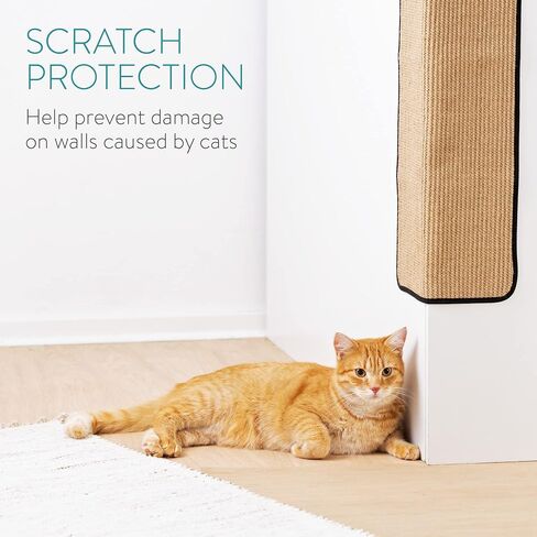 Navaris Sisal Cat Scratcher Mat - 12.6x23.6 Cat Scratch Pad for Wall - Cat Scratching Protector for Indoor Cats Adult Cats - Mount on Corner or Walls in Saudi Arabia