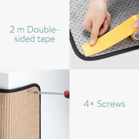 Navaris Sisal Cat Scratcher Mat - 12.6x23.6 Cat Scratch Pad for Wall - Cat Scratching Protector for Indoor Cats Adult Cats - Mount on Corner or Walls in Saudi Arabia