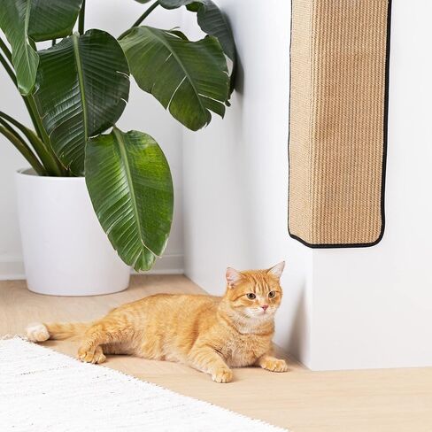 Navaris Sisal Cat Scratcher Mat - 12.6x23.6 Cat Scratch Pad for Wall - Cat Scratching Protector for Indoor Cats Adult Cats - Mount on Corner or Walls in Saudi Arabia