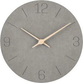 12 Inch Silent Wall Clock, Battery Operated, White Wooden MDF, Large Bold Numbers, Easy to Hang