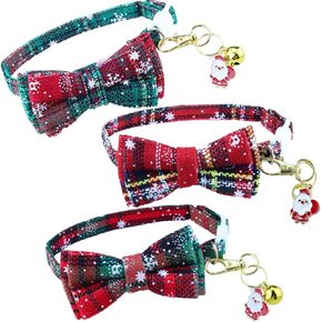 Aiwind Christmas Cat Collars Breakaway with Bell Bowtie and Santa Pendant Charm for Girl Boy Cat Kitten Puppy Rabbit, 3 Pack in Saudi Arabia