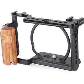 NICEYRIG Cage Kit with Wooden Grip for Sony Alpha A6100 A6400 Mirrorless Camera, with Double Locking Points - 342 in Kuwait