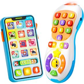 JOYIN ترقية لعبة الهاتف ومجموعة التحكم عن بعد، 90+ عبارات الموسيقى والتعلم، ألعاب الأطفال 6-12 شهرًا، هدايا عيد ميلاد للأطفال الصغار لعمر 1 2 3+ ألعاب الأولاد من عمر سنة، مواد تخزين للعطلات in Kuwait