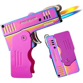 Torch Lighter, Switchable Jet Flame Lighter Butane Refillable with Lockable Function, Foldable Cool Design Lighters, Windproof Adjustable Jet Flame and Soft Flame(Without Butane Gas)-Black