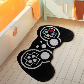 TANVILL Funny Bath Mat Cute Black Gamepad Bathroom Rugs Small Bath Rug, Non Slip Washable Soft Absorbent Funky Kids Bathroom Decor Preppy Cool Rug Shower Rugs for Bathroom Floor Bedroom 20"x32"