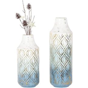OneSpruce Metal Floor Vase Set of 2, 15 Inch Gold Modern Flower Vase for Centerpiece, Living Room, Ground Home Decor in Kuwait