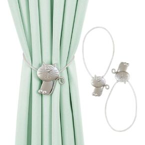 مجموعة اربطة ستائر من قطعتين، اربطة ستائر مغناطيسية معدنية بتصميم وجه قطة كبيرة مضحكة، اربطة ستائر مزخرفة للستائر، اكسسوارات ديكور للمنزل والمكتب والاماكن الخارجية in Kuwait