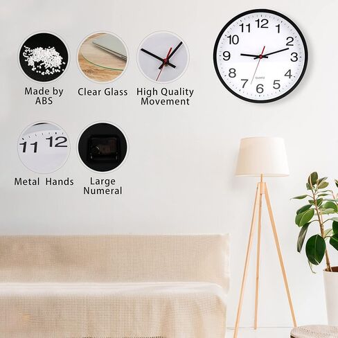 Wall Clock Modern 8 Inch Battery Operated Wall Clocks 8 Inch Non-Ticking Silent Quartz Modern Clock for Home Office School Black Wall Clock in Saudi Arabia