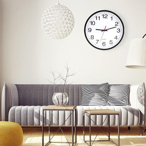 Wall Clock Modern 8 Inch Battery Operated Wall Clocks 8 Inch Non-Ticking Silent Quartz Modern Clock for Home Office School Black Wall Clock in Saudi Arabia