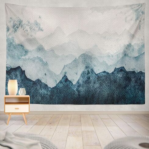 Summour نسيج الجبال الزرقاء صورة ظلية المائية سطح هدية التفاف سكرابوكينغ شنقا المفروشات 60 × 80 بوصة الجدار شنقا ديكور لغرفة النوم غرفة المعيشة النوم in Kuwait