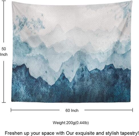 Summour نسيج الجبال الزرقاء صورة ظلية المائية سطح هدية التفاف سكرابوكينغ شنقا المفروشات 60 × 80 بوصة الجدار شنقا ديكور لغرفة النوم غرفة المعيشة النوم in Kuwait