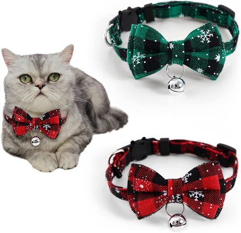 Cat Collar Breakaway with Cute Bow Tie Bell - 2 Pack Kitten Collar in Kuwait