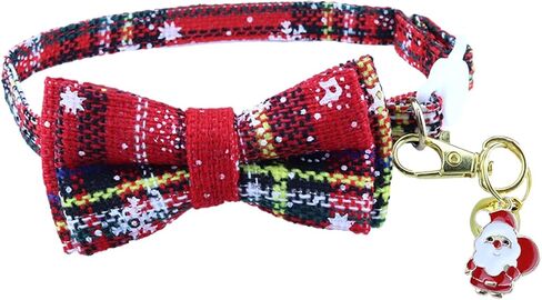 Aiwind Christmas Cat Collars Breakaway with Bell Bowtie and Santa Pendant Charm for Girl Boy Cat Kitten Puppy Rabbit, 3 Pack in Saudi Arabia