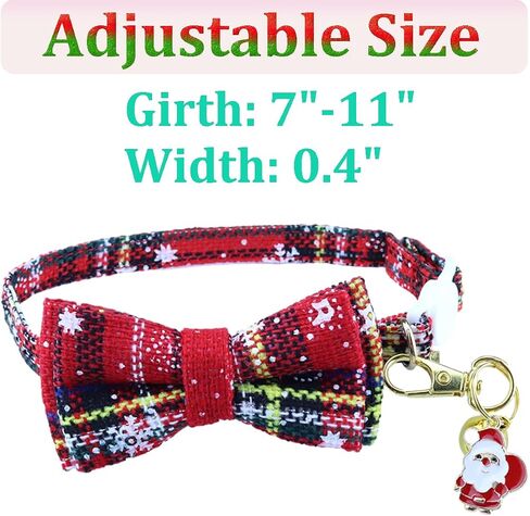 Aiwind Christmas Cat Collars Breakaway with Bell Bowtie and Santa Pendant Charm for Girl Boy Cat Kitten Puppy Rabbit, 3 Pack in Saudi Arabia
