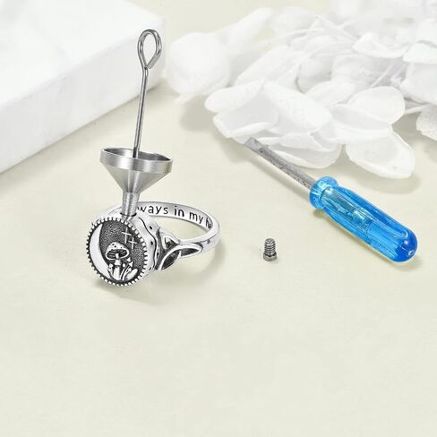WINNICACA Cremation Rings for Ashes for Women Sterling Silver Mushroom Urn Rings Mushroom Cremation Jewelry for Ashes for Women Memory Jewelry Gifts in Saudi Arabia