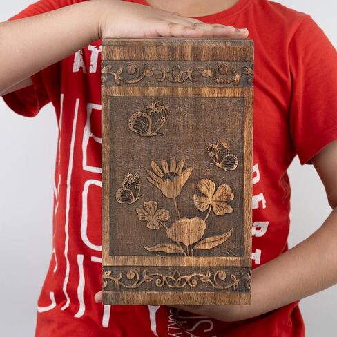 جرار حرق جثث الفراشة من STONLIF للرماد البشري | الكبار - ذكر، أنثى | جرة خشبية للزينة من الرماد التذكاري - بني، 11 بوصة - قطعة واحدة in Kuwait