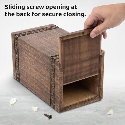 جرار حرق جثث الفراشة من STONLIF للرماد البشري | الكبار - ذكر، أنثى | جرة خشبية للزينة من الرماد التذكاري - بني، 11 بوصة - قطعة واحدة in Kuwait